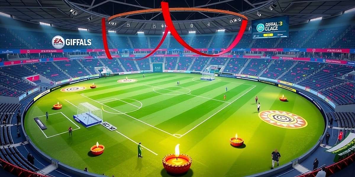 Diwali Event in India's FIFA Frenzy Diwali celebrations in India's FIFA Frenzy with stadium decorated with diyas and rangoli